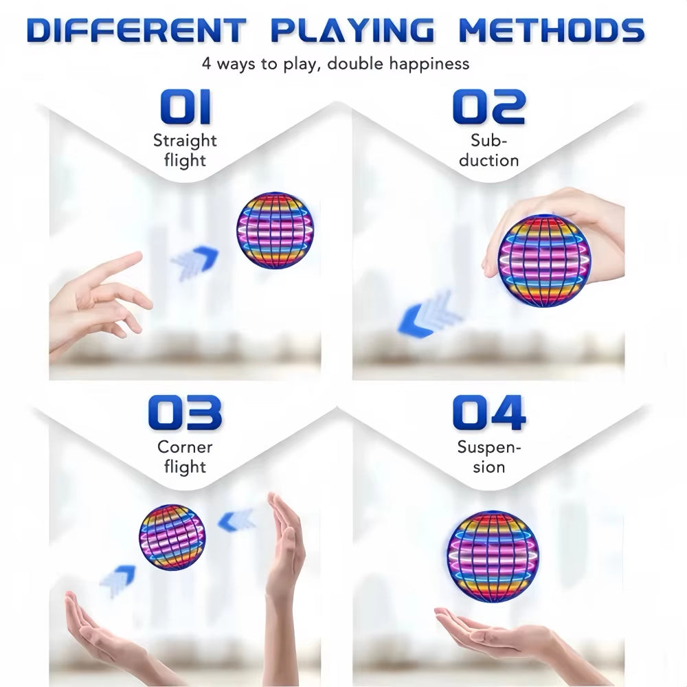 Flying Ball Children'S Hand Controlled Color LED Cosmic Globe 360 ° Rotating Suspension Ball Suitable for Indoor and Outdoor Toy